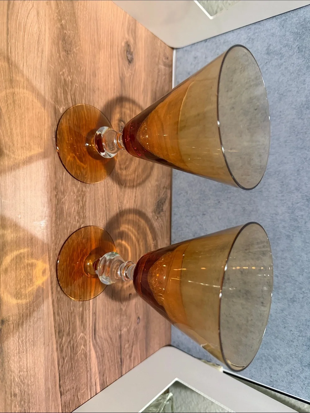 Amber Stemmed Wine Glasses - Set of 2